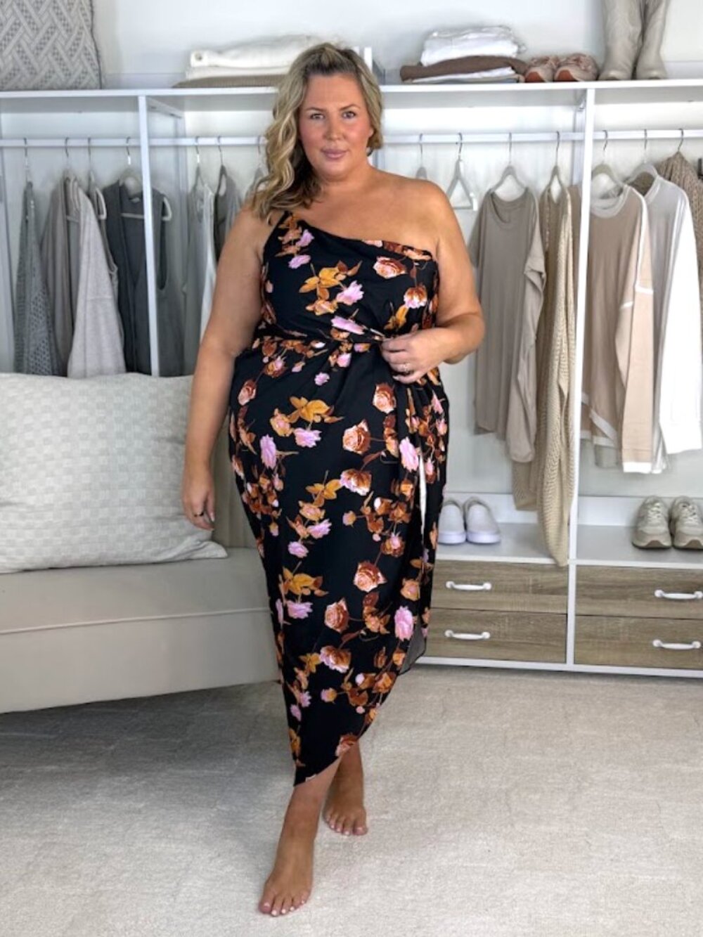 City Chic One Shoulder Midi Dress